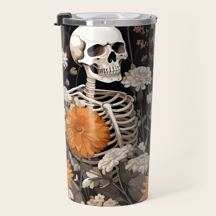 Bones and Blooms Skeleton Art Travel Mug Gallery Image 3