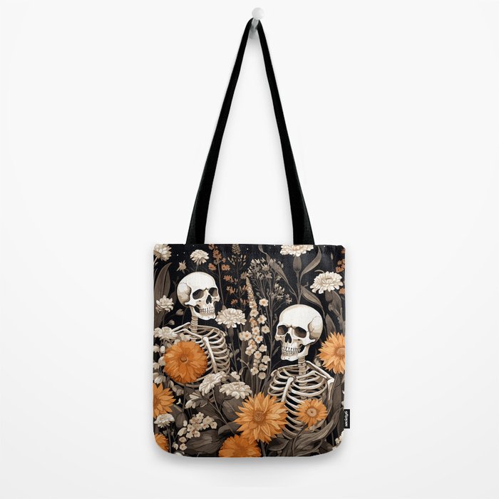 Bones and Blooms Skeleton Art Tote Bag Gallery Image 2