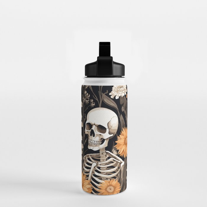 Bones and Blooms Skeleton Art Water Bottle Gallery Image 2