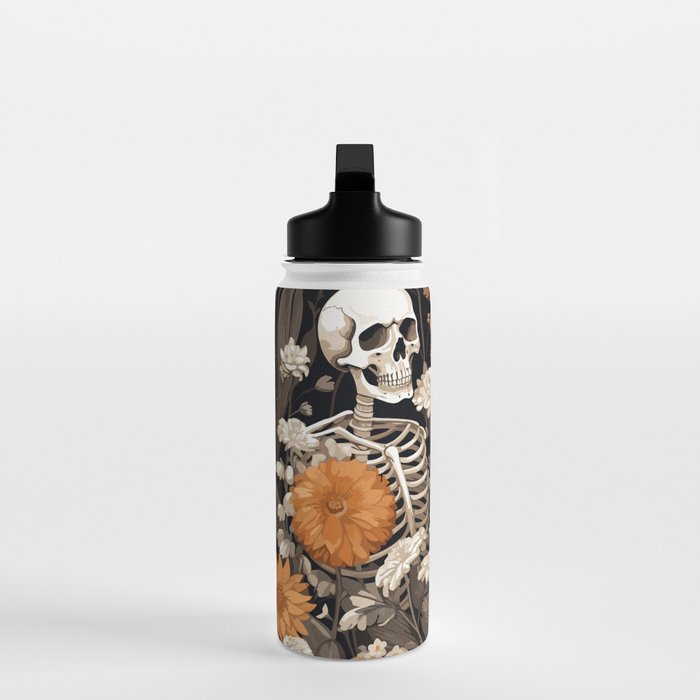 Bones and Blooms Skeleton Art Water Bottle Gallery Image 3