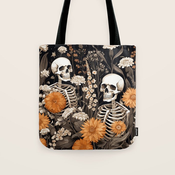 Bones and Blooms Skeleton Art Tote Bag Gallery Image 1