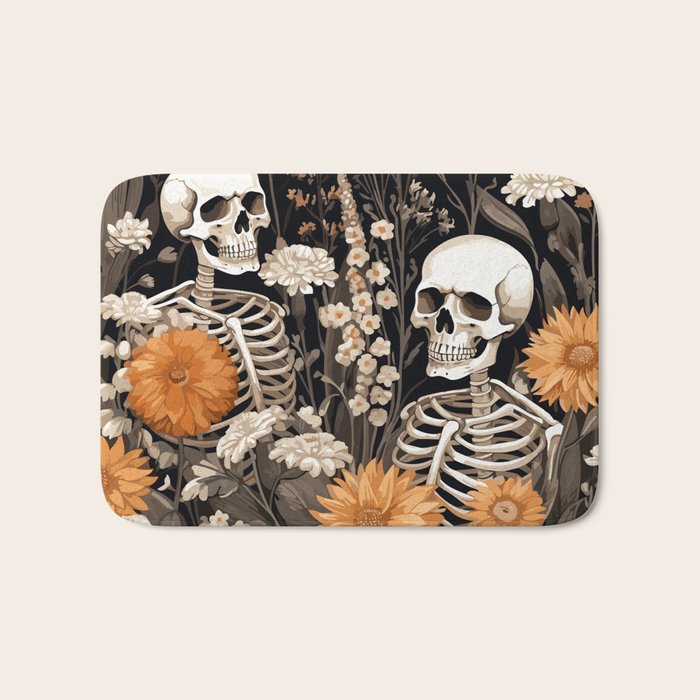 Bones and Blooms Skeleton Art Bath Mat Gallery Image 1