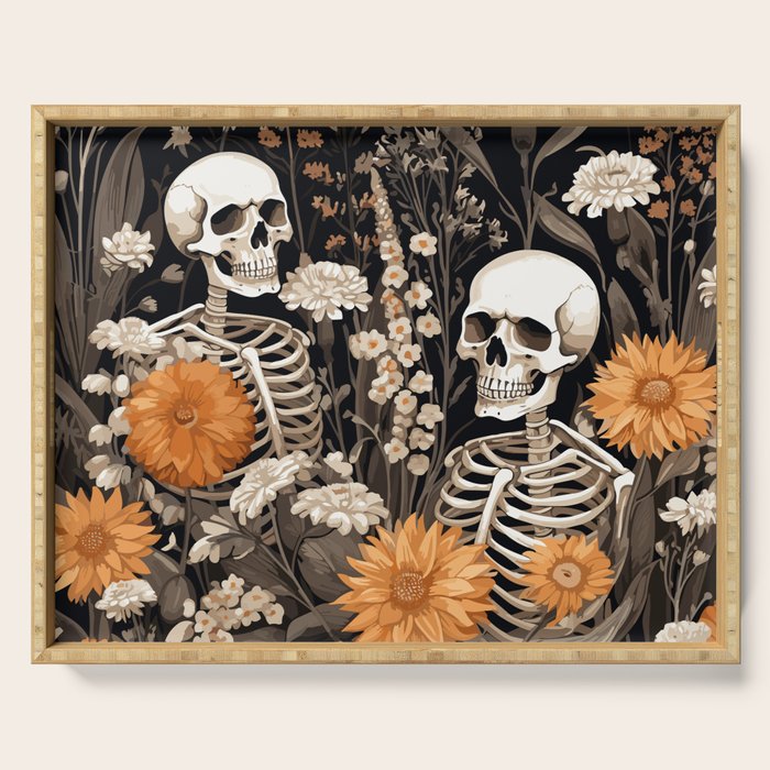 Bones and Blooms Skeleton Art Serving Tray Gallery Image 1