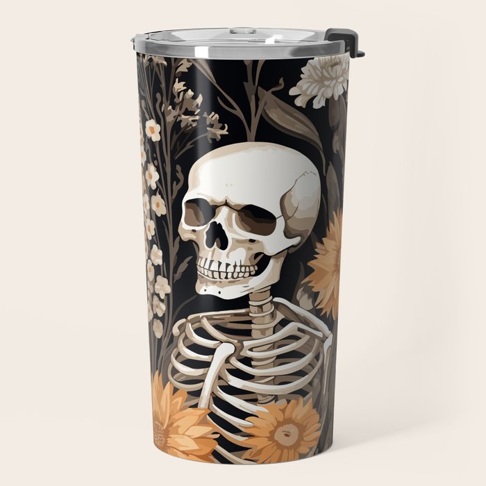 Bones and Blooms Skeleton Art Travel Mug Gallery Image 2