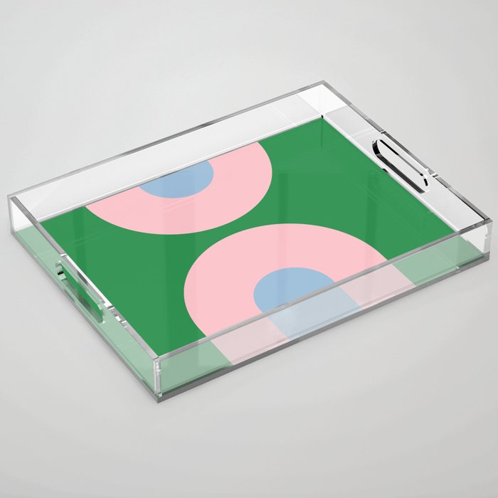 Bold Minimal Double Arch Pattern in Green, Pink, and Pastel Blue Acrylic Tray Gallery Image 1