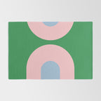 Bold Minimal Double Arch Pattern in Green, Pink, and Pastel Blue Rug Gallery Image 2