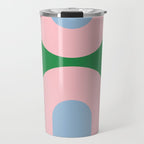 Bold Minimal Double Arch Pattern in Green, Pink, and Pastel Blue Travel Mug Gallery Image 1