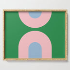 Bold Minimal Double Arch Pattern in Green, Pink, and Pastel Blue Serving Tray Gallery Image 1