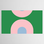 Bold Minimal Double Arch Pattern in Green, Pink, and Pastel Blue Tablecloth Gallery Image 2