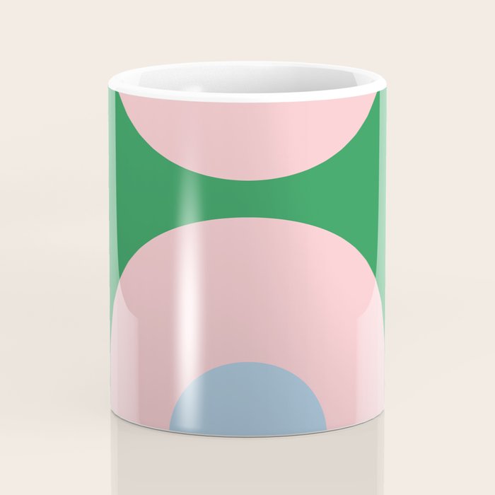 Bold Minimal Double Arch Pattern in Green, Pink, and Pastel Blue Coffee Mug Gallery Image 4