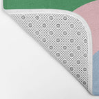 Bold Minimal Double Arch Pattern in Green, Pink, and Pastel Blue Bath Mat Gallery Image 2