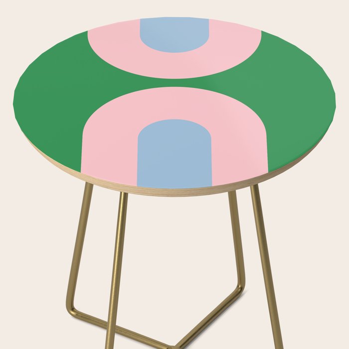 Bold Minimal Double Arch Pattern in Green, Pink, and Pastel Blue Side Table Gallery Image 2