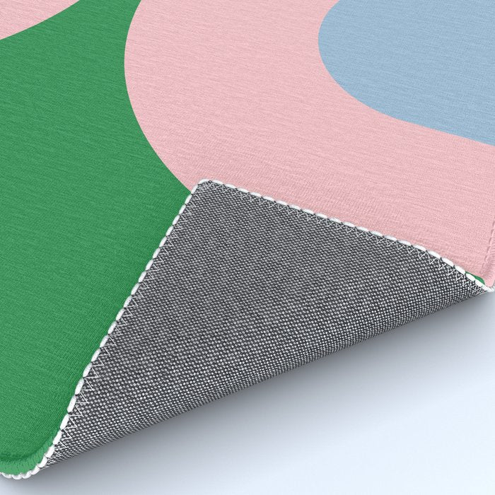 Bold Minimal Double Arch Pattern in Green, Pink, and Pastel Blue Rug Gallery Image 4
