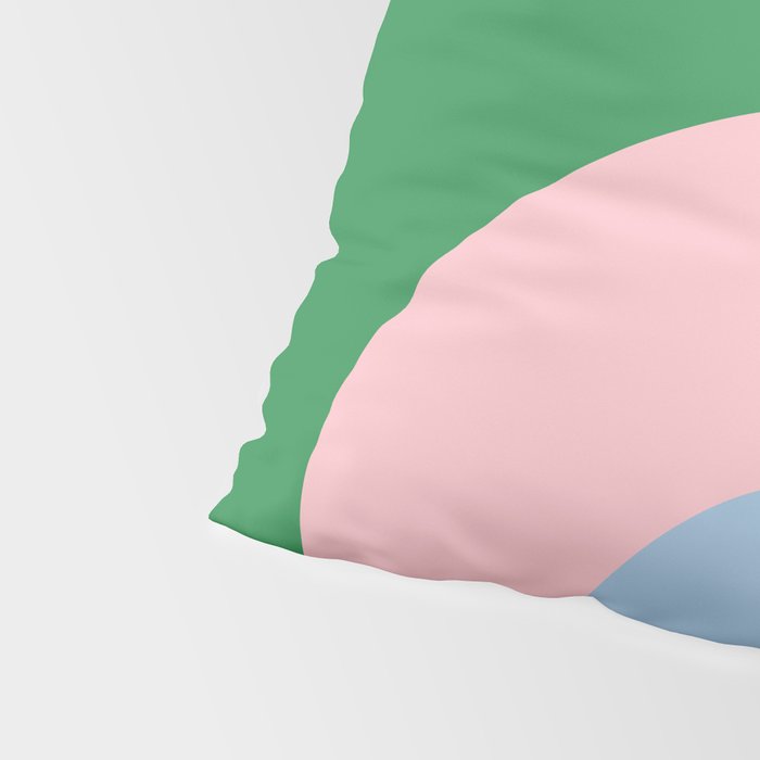 Bold Minimal Double Arch Pattern in Green, Pink, and Pastel Blue Pillow Sham Gallery Image 4