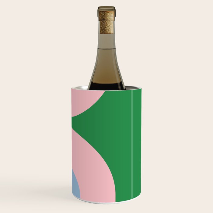 Bold Minimal Double Arch Pattern in Green, Pink, and Pastel Blue Wine Chiller Gallery Image 3