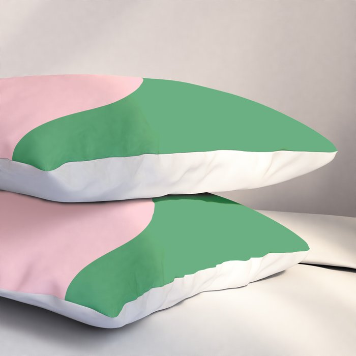 Bold Minimal Double Arch Pattern in Green, Pink, and Pastel Blue Pillow Sham Gallery Image 3