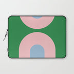 Bold Minimal Double Arch Pattern in Green, Pink, and Pastel Blue Laptop Sleeve Gallery Image 1