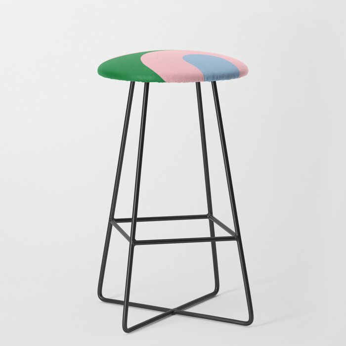 Bold Minimal Double Arch Pattern in Green, Pink, and Pastel Blue Stool Gallery Image 1