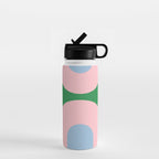 Bold Minimal Double Arch Pattern in Green, Pink, and Pastel Blue Water Bottle Gallery Image 1