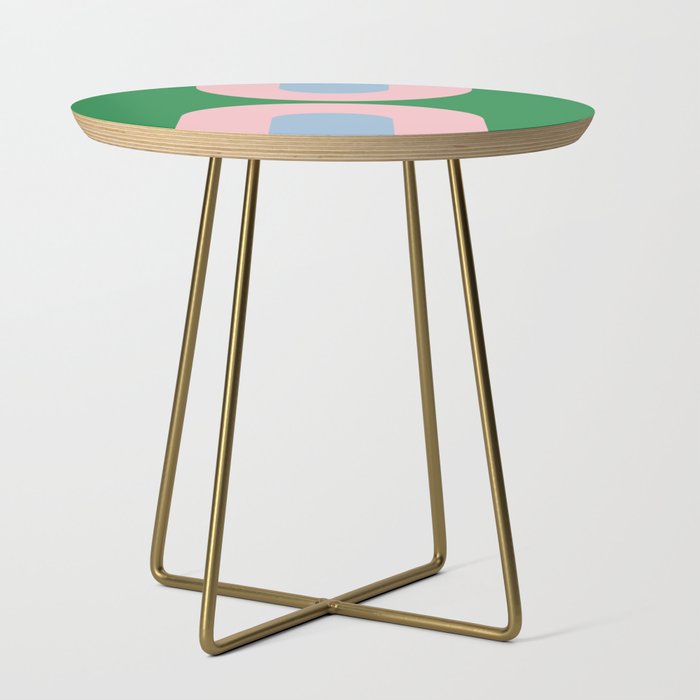 Bold Minimal Double Arch Pattern in Green, Pink, and Pastel Blue Side Table Gallery Image 1