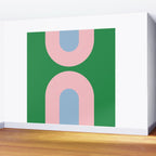 Bold Minimal Double Arch Pattern in Green, Pink, and Pastel Blue Wall Mural Gallery Image 2