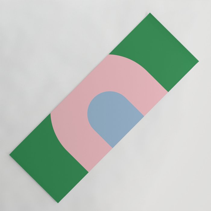 Bold Minimal Double Arch Pattern in Green, Pink, and Pastel Blue Yoga Mat Gallery Image 1