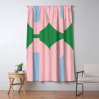 Bold Minimal Double Arch Pattern in Green, Pink, and Pastel Blue Window Curtain Gallery Image 5
