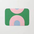 Bold Minimal Double Arch Pattern in Green, Pink, and Pastel Blue Bath Mat Gallery Image 1