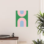 Bold Minimal Double Arch Pattern in Green, Pink, and Pastel Blue Poster Gallery Image 2