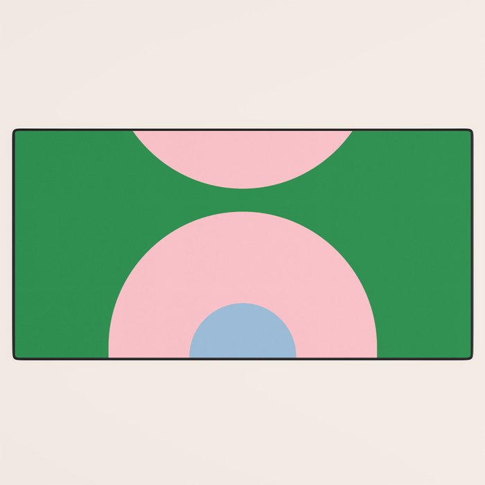 Bold Minimal Double Arch Pattern in Green, Pink, and Pastel Blue Desk Mat Gallery Image 3