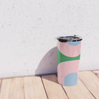 Bold Minimal Double Arch Pattern in Green, Pink, and Pastel Blue Travel Mug Gallery Image 4