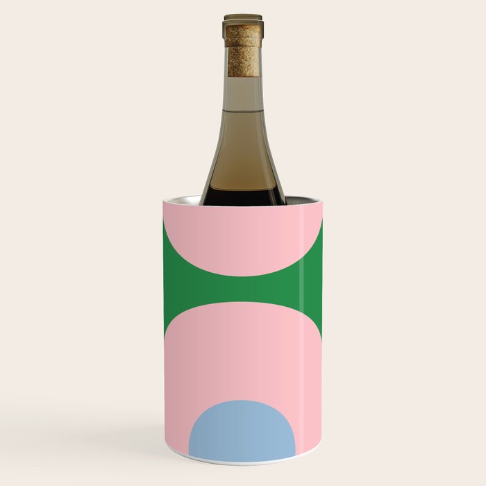 Bold Minimal Double Arch Pattern in Green, Pink, and Pastel Blue Wine Chiller Gallery Image 1