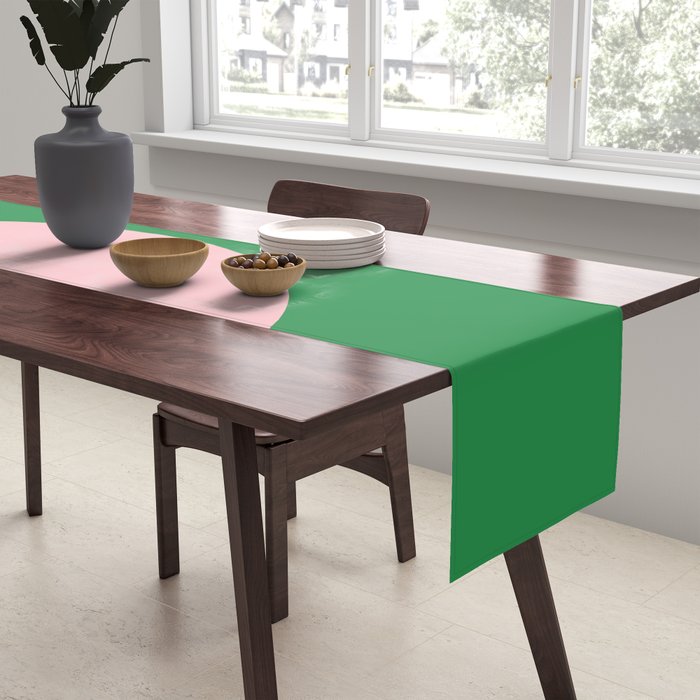Bold Minimal Double Arch Pattern in Green, Pink, and Pastel Blue Table Runner Gallery Image 2
