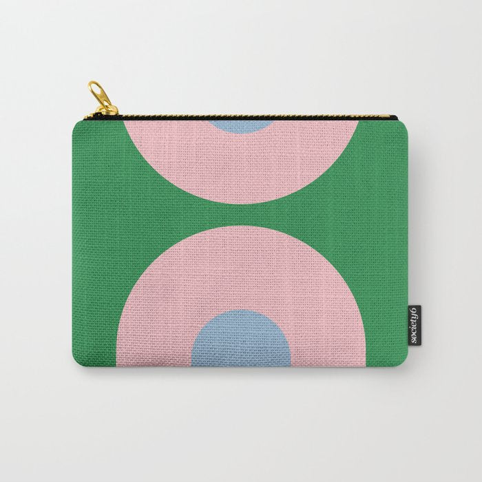Bold Minimal Double Arch Pattern in Green, Pink, and Pastel Blue Carry All Pouch Gallery Image 1