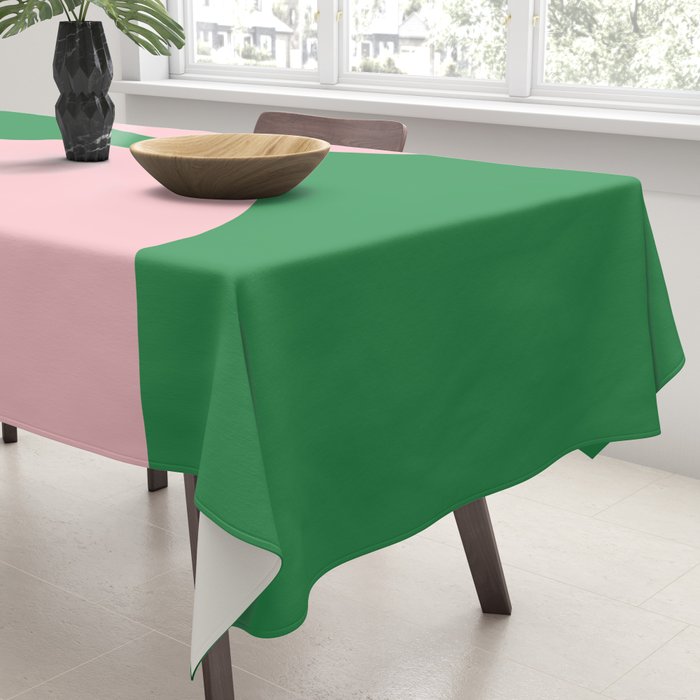 Bold Minimal Double Arch Pattern in Green, Pink, and Pastel Blue Tablecloth Gallery Image 3