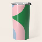Bold Minimal Double Arch Pattern in Green, Pink, and Pastel Blue Travel Mug Gallery Image 2
