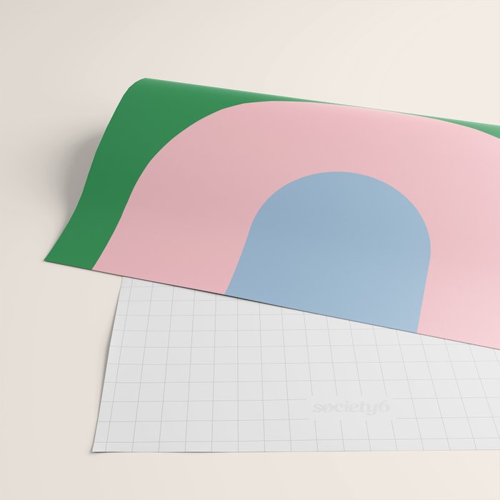 Bold Minimal Double Arch Pattern in Green, Pink, and Pastel Blue Wrapping Paper Gallery Image 2