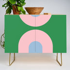 Bold Minimal Double Arch Pattern in Green, Pink, and Pastel Blue Credenza Gallery Image 1