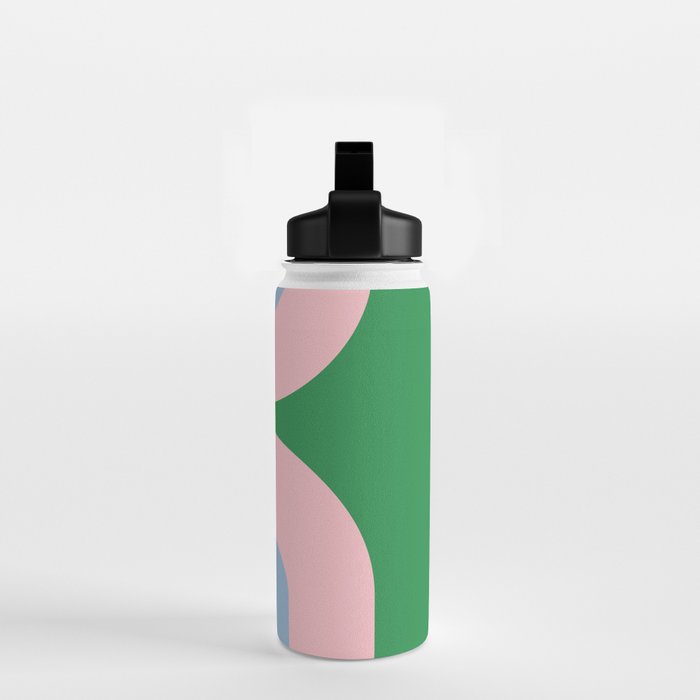Bold Minimal Double Arch Pattern in Green, Pink, and Pastel Blue Water Bottle Gallery Image 2