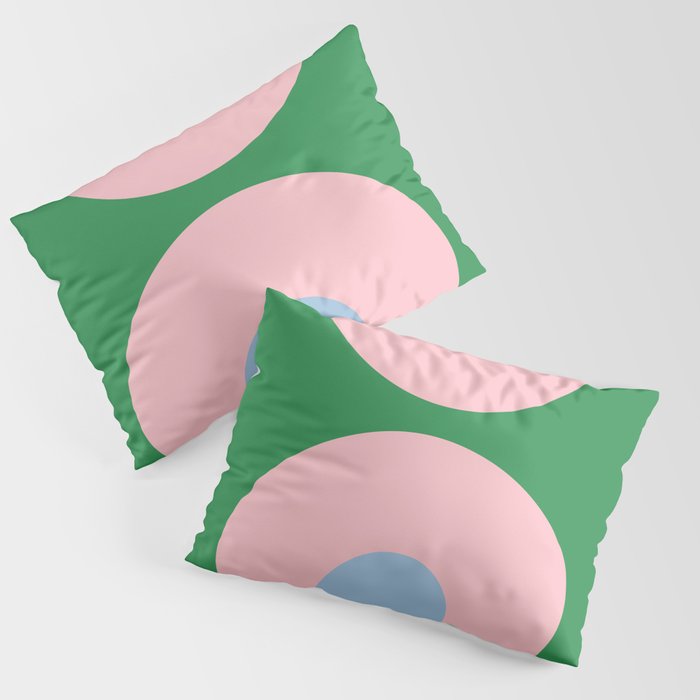 Bold Minimal Double Arch Pattern in Green, Pink, and Pastel Blue Pillow Sham Gallery Image 3