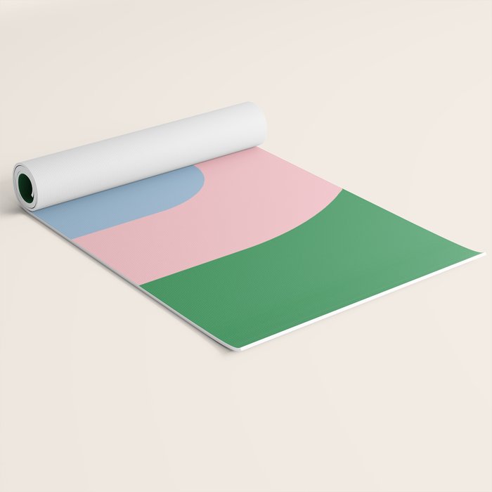 Bold Minimal Double Arch Pattern in Green, Pink, and Pastel Blue Yoga Mat Gallery Image 2