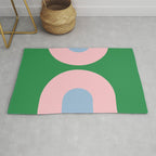 Bold Minimal Double Arch Pattern in Green, Pink, and Pastel Blue Rug Gallery Image 1