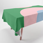 Bold Minimal Double Arch Pattern in Green, Pink, and Pastel Blue Tablecloth Gallery Image 1