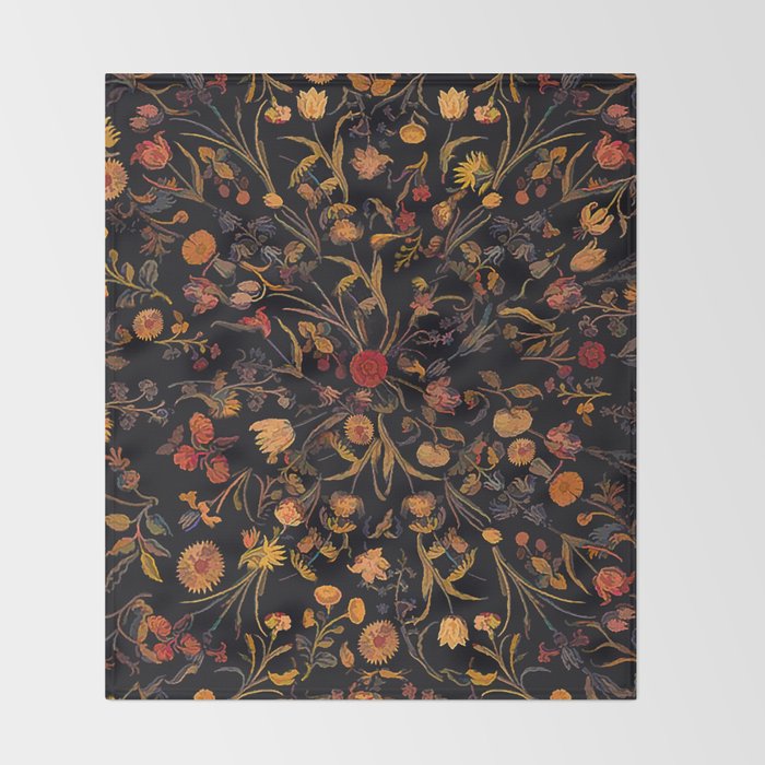 Exotic Midnight Floral Garden Throw Blanket Gallery Image 2