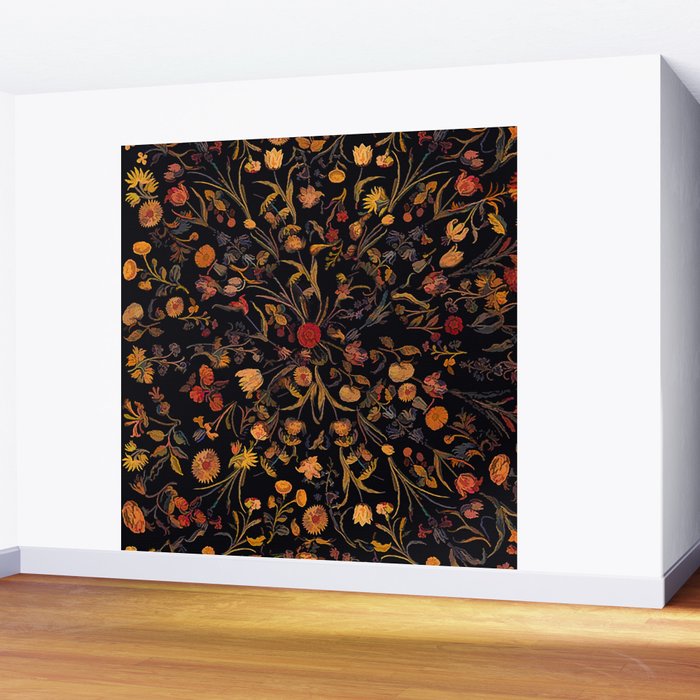 Exotic Midnight Floral Garden Wall Mural Gallery Image 2