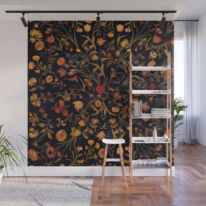 Exotic Midnight Floral Garden Wall Mural Gallery Image 1