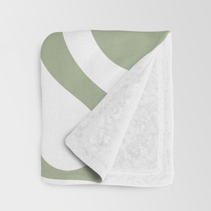 Liquid Swirl Retro Abstract Pattern in White and Sage Throw Blanket Gallery Image 3