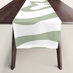 Liquid Swirl Retro Abstract Pattern in White and Sage Table Runner Gallery Image 1