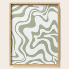 Liquid Swirl Retro Abstract Pattern in White and Sage Serving Tray Gallery Image 1
