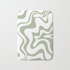 Liquid Swirl Retro Abstract Pattern in White and Sage Bath Mat Gallery Image 1